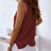 Summer Tops Fashion Elegant Female Sexy V Neck Hollow Knitted Vest Casual Loose Pure Color Sleeveless Top