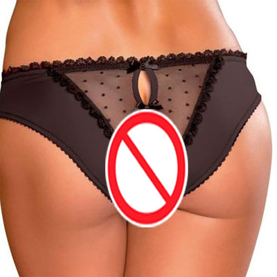 Lace Underwear Open C Mesh Panties Bowknot 
Thong Sexy Underwear Hollow Erotic Lingerie Ladies Low Waist Panties