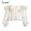 Strapless Chiffon long sleeve tops blouse