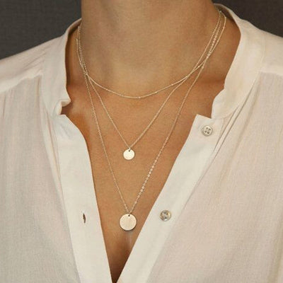 SUMENG Fashion Gold Color Layered Necklaces Set/Set Of 3 Layered Necklaces Disk Necklaces Layering Necklaces Layered For Women