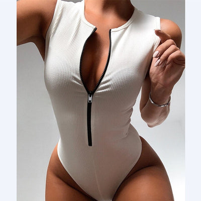 Zipper Sleeveless Bodysuit