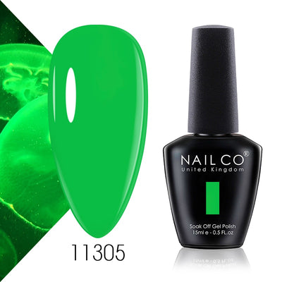 NAILCO 15ML Green Color Series Gel Nail Polish Nails Art Semi-permanent Hybrid UV Varnish Nail Supplies for Nail Polish Top coat