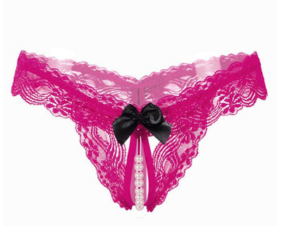 Lace Underwear Open C Mesh Panties Bowknot 
Thong Sexy Underwear Hollow Erotic Lingerie Ladies Low Waist Panties