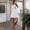 Hollow Out Vintage Dress For Women Sexy Party Club Clothing Stand Collar Long Sleeve Slim A-line Mini Dresses Female Autumn