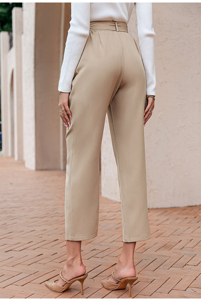 High waist lace-up Casual trousers