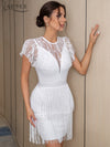 White Lace Bandage Streetwear Evening Celebrity Party Dress
