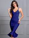 Spaghetti Strap Mermaid V-Neck Midi Clubwears Celebrity Evening Party Dress Vestidos