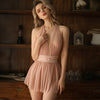 White Mesh Hanging Neck Fairy Backless Tulle Nightdress