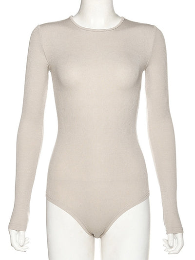 Skinny  Long Sleeveles O-Neck Female Bodysuit