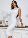 Sleeveless Bandage White Dresses