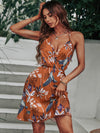 V Neck Printed Sleeveless Women&#39;s Clothing Fashion Casual Party Elegant Beach Slim Sling Mini Dress