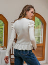 Simple elegant women round neck solid white Long Sleeve Pullover Sweater Autumn winter female sweater ladies leisure jumper