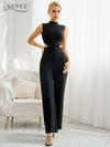 New Summer Women Black Hollow Out Bandage Jumpsuits Sexy Sleeveless
