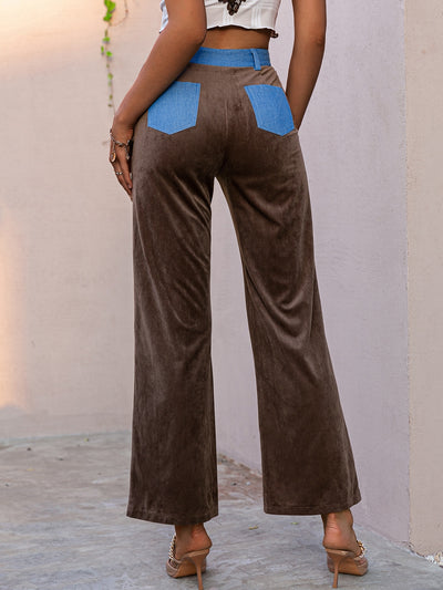 High waisted  Soft splicing female bottoms