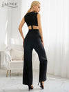 New Summer Women Black Hollow Out Bandage Jumpsuits Sexy Sleeveless