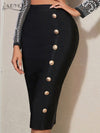 Fashion Knee Length Buttons Pencil Skirts