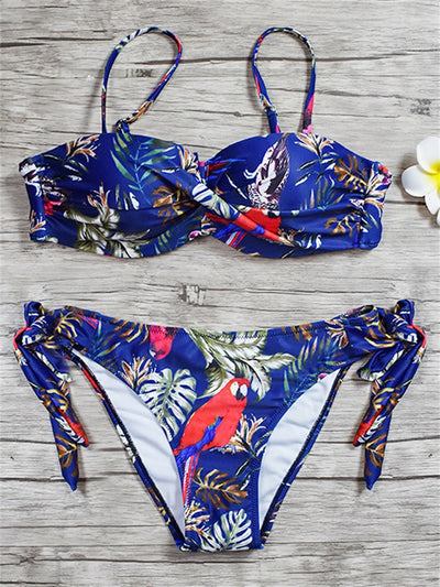 Floral Push-Up Two Piece Bandage Swimsuit