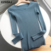 v-neck solid autumn winter Sweater - gray blue / One Size
