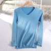 v-neck solid autumn winter Sweater - Sky Blue / One Size