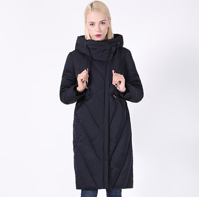 Long Collar Hooded Thick Jacket