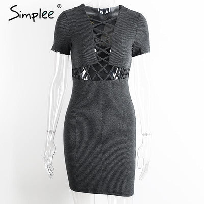 Wwinter knitted lace up dress