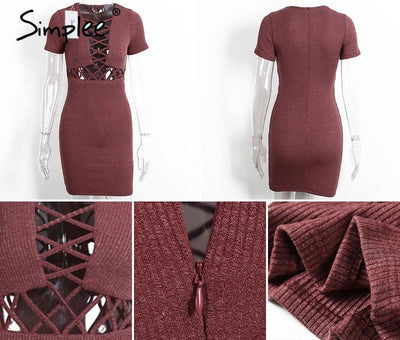 Wwinter knitted lace up dress