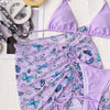 3-piece high waist mesh swimsuit triangle bikini set