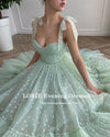 Glitter Prom Mint Green Adjustable Straps Dress