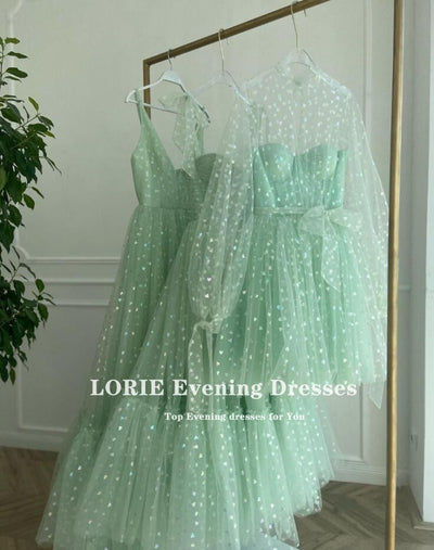 Glitter Prom Mint Green Adjustable Straps Dress
